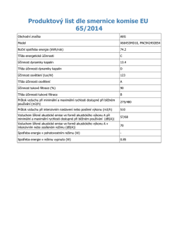 Produktový list dle smernice komise EU 65/2014