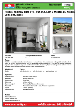 Prodej, rodinný dům, 945 m2, Lom u Mostu, ul. Alšova Lom, okr