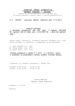 o doručen&iacute; p&iacute;semnosti dle &sect; 25 z&aacute;kona 500/2004 Sb., spr&aacute;vn&iacute; ř&aacute;d ve