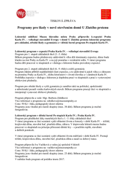 Tiskov&aacute; zpr&aacute;va o programech v domě U Zlat&eacute;ho prstenu ke stažen&iacute;