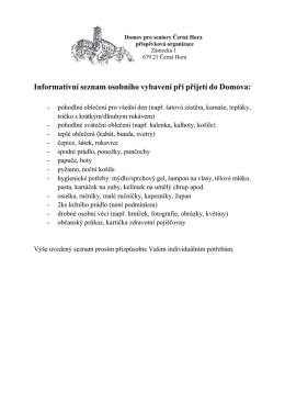 Informativn&iacute; seznam osobn&iacute;ho vybaven&iacute;