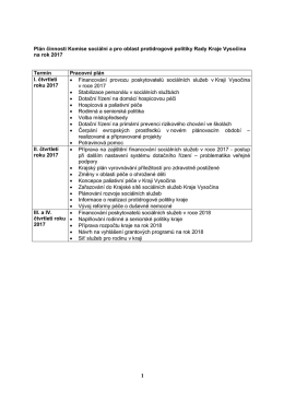 Plán činnosti Komise sociální a pro oblast protidrogové politiky Rady