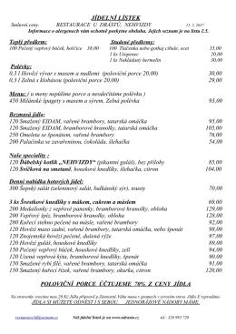 j&iacute;deln&iacute; l&iacute;stek - Restaurace U Dr&aacute;stů