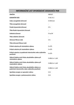 INFORMAČN&Iacute; LIST SPOR&Aacute;KOV&Eacute; ODSAVAČE PAR