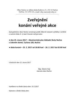 Zveřejnění konaní veřejné akce