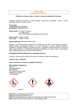 METHYLAZIN Evidenční číslo: 4378-2D/7 Přípravek na