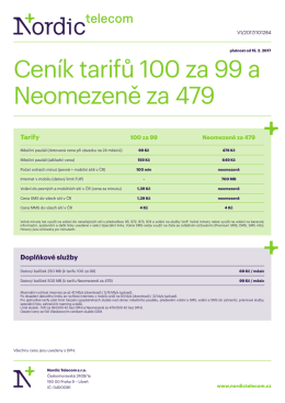 Ceník tarifů 100 za 99 a Neomezeně za 479