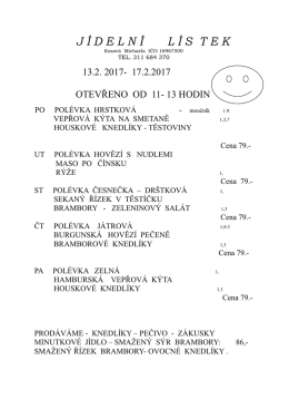 Jídelníček 13.2.