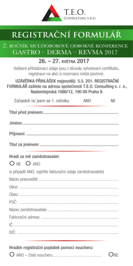 Registrační formulář GDR 2017
