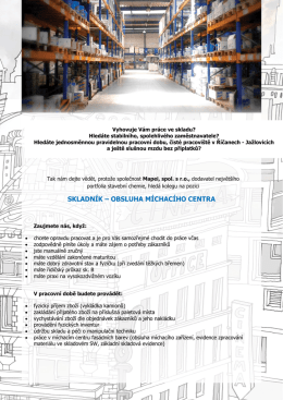 SKLADNÍK – OBSLUHA MÍCHACÍHO CENTRA