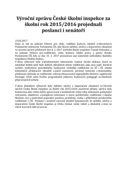 V&yacute;ročn&iacute; zpr&aacute;vu Česk&eacute; &scaron;koln&iacute; inspekce za &scaron;koln&iacute; rok 2015/2016