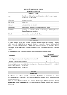 Směrnice č. 2/2017 – „Pravidla pro přijímací
