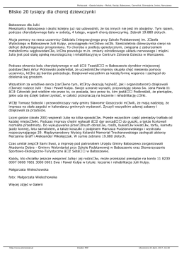 Blisko 20 tysięcy dla chorej dziewczynki