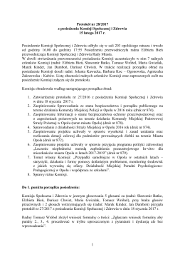 1 Protok&oacute;ł nr 28/2017 z posiedzenia Komisji Społecznej i