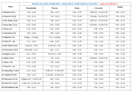 Klasy ROZKŁAD JAZDY GIMBUSÓW - GIMNAZJUM