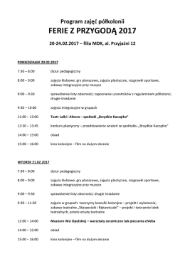 Ferie z przygodą 2017 (program)