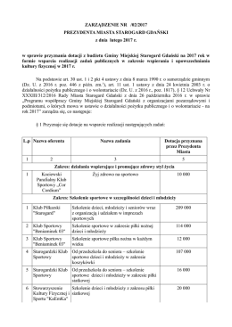 ZARZĄDZENIE NR /02/2017 PREZYDENTA MIASTA STAROGARD