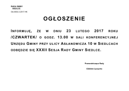 20170216ogloszenie - Urząd Gminy Siedlce