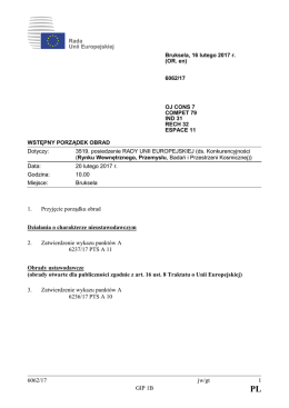 6062/17 jw/gt 1 GIP 1B 1. Przyjęcie porządku obrad Działania o