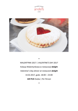 &bull; WALENTYNKI 2017 | VALENTINE`S DAY 2017 Kolacja