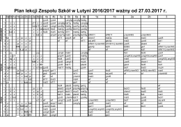 Plan lekcji Zespołu Szkół w Lutyni 2016/2017 ważny od 27.02.2017 r.