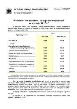 Wskaźniki cen towarów i usług konsumpcyjnych w styczniu 2017 r.a