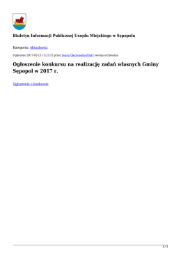Ogłoszenie konkursu na realizację zadań własnych Gminy Sępopol