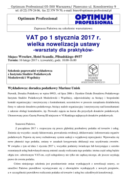 VAT po 1 stycznia 2017 r. wielka nowelizacja ustawy