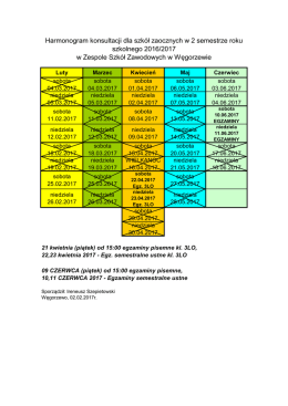 Harmonogram konsultacji dla szk&oacute;ł zaocznych w