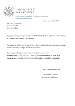 SIWZ – zmiana z dn. 13.02.2017 r.