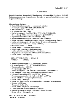 Rudna, 2017-02-17 OGŁOSZENIE Zakład Gospodarki Komunalnej i