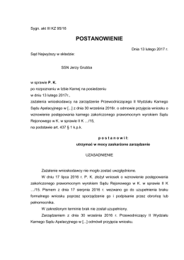 III KZ 95-16 - Sąd Najwyższy