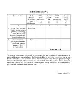 FORMULARZ CENOWY Lp Nazwa Zadania Ilość okres&oacute;w