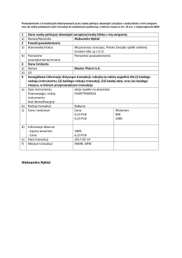 1 Dane osoby pełniącej obowiązki zarządcze/osoby blisko z nią