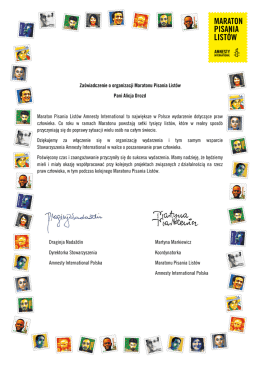 Zaświadczenie o organizacji Maratonu Pisania Listów.