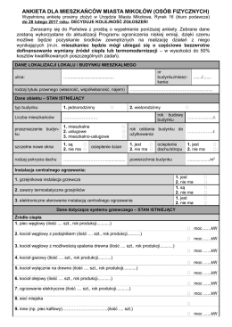 ANKIETA DLA MIESZKAŃCÓW MIASTA MIKOŁÓW (OSÓB