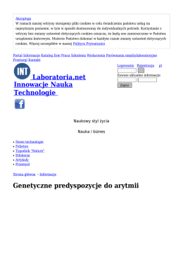 Genetyczne predyspozycje do arytmii - Informacje