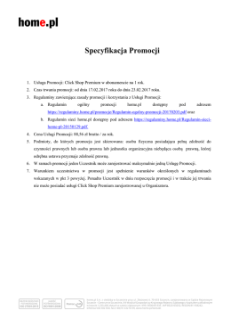 Specyfikacja Promocji