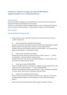 emSzmal 3: Eksport wyciągów do Comarch ERP Optima (plugin