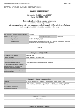 wyciąg z KRS - Krajowy Rejestr Postępowań Upadłościowych