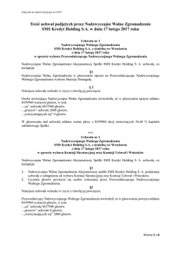 Treść uchwał podjętych przez Nadzwyczajne Walne