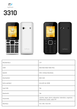 1,77” GSM: 850/900/1800/1900 MHz Aparat: VGA z