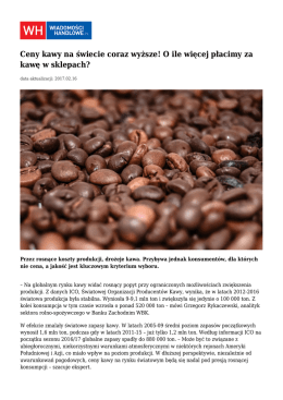 Ceny kawy coraz wyższe