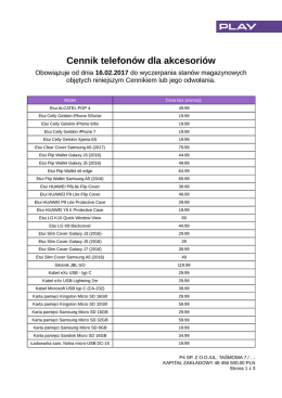 Cennik telefon&oacute;w dla akcesori&oacute;w