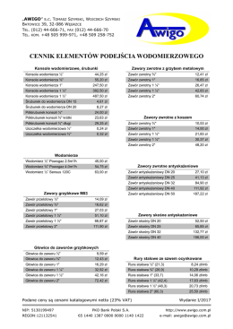 CENNIK ELEMENTÓW PODEJŚCIA WODOMIERZOWEGO