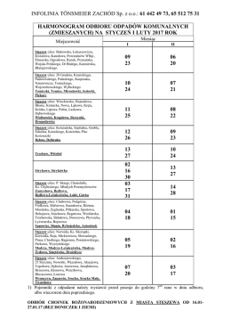 Harmonogram odbioru odpadów komunalnych