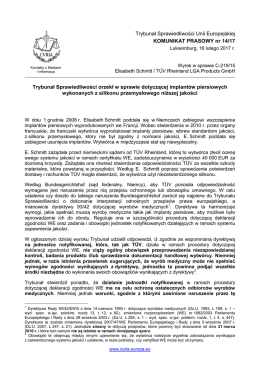 Trybunał Sprawiedliwości orzekł w sprawie - curia