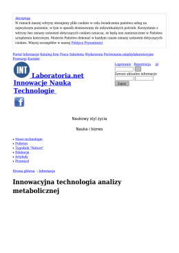 Innowacyjna technologia analizy metabolicznej