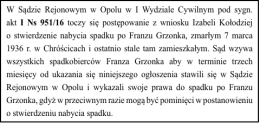 W Sądzie Rejonowym w Opolu w I Wydziale Cywilnym pod sygn. akt