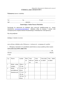 formularz ofertowy - Puszcza Mariańska